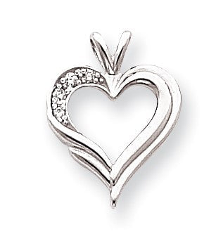 14K Weißgold AAA-Diamant-Herzanhänger