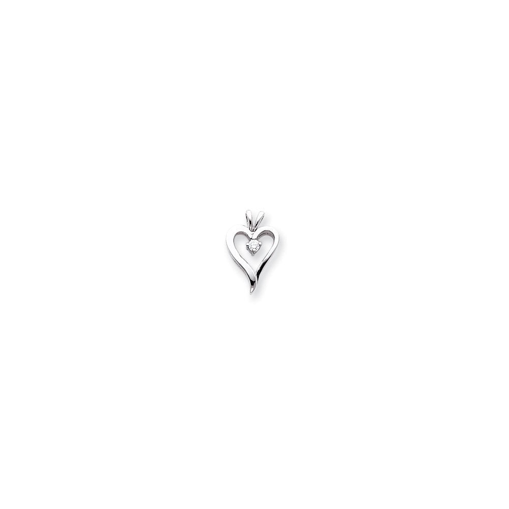 14K Weißgold Diamant-Herzanhänger