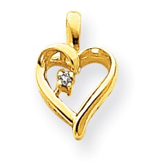 14K Gelbgold Diamant-Herzanhänger