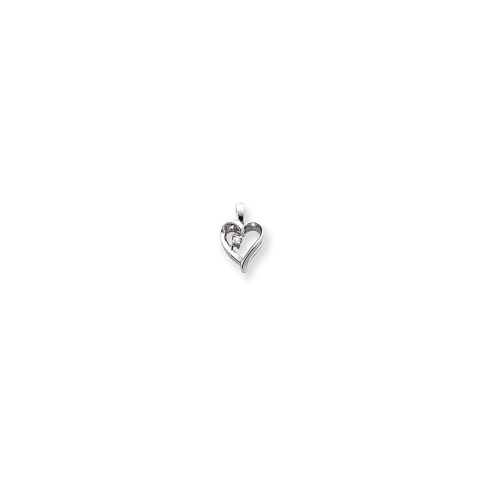 14K Weißgold Diamant-Herzanhänger