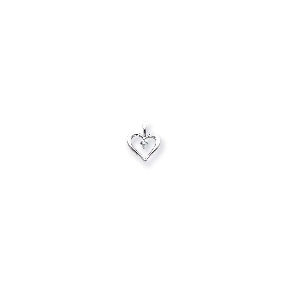 14K Weißgold Herz-Anhänger mit AA-Diamant