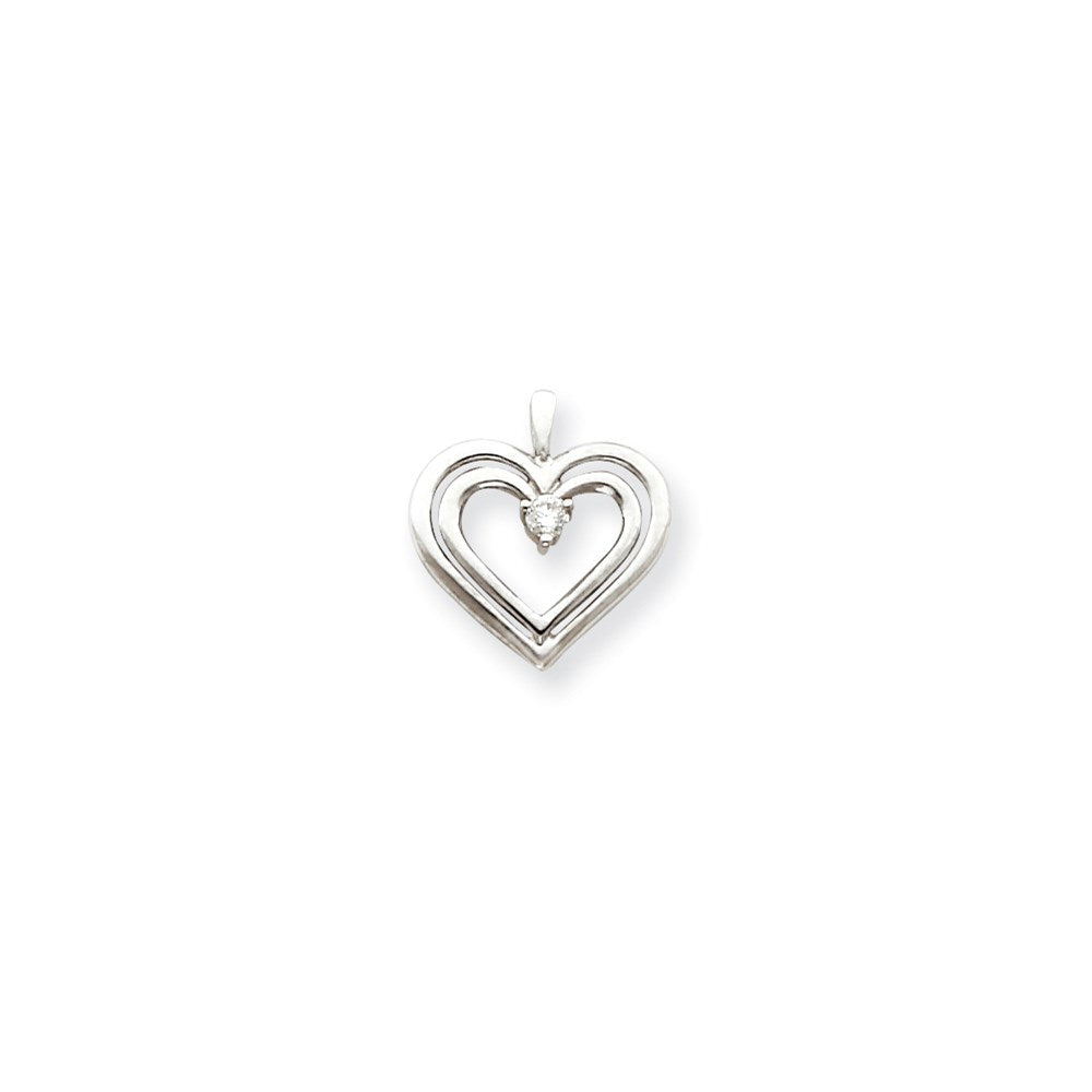 14K Weißgold AAA-Diamant-Herzanhänger