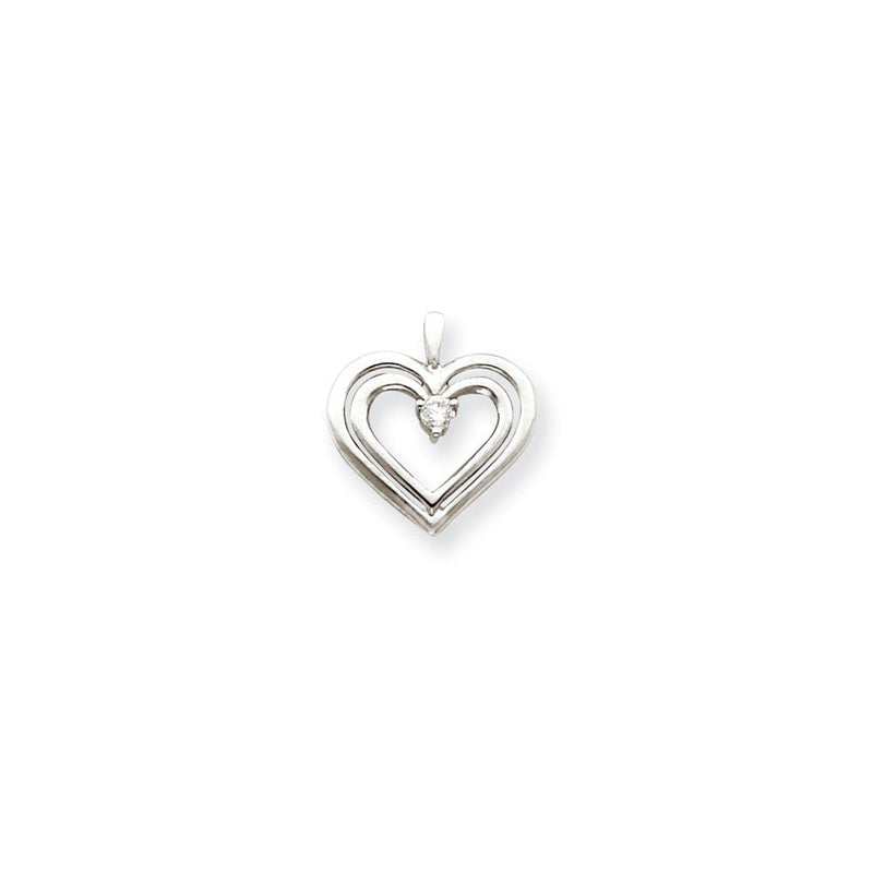 14K Weißgold Diamant-Herz-Anhänger