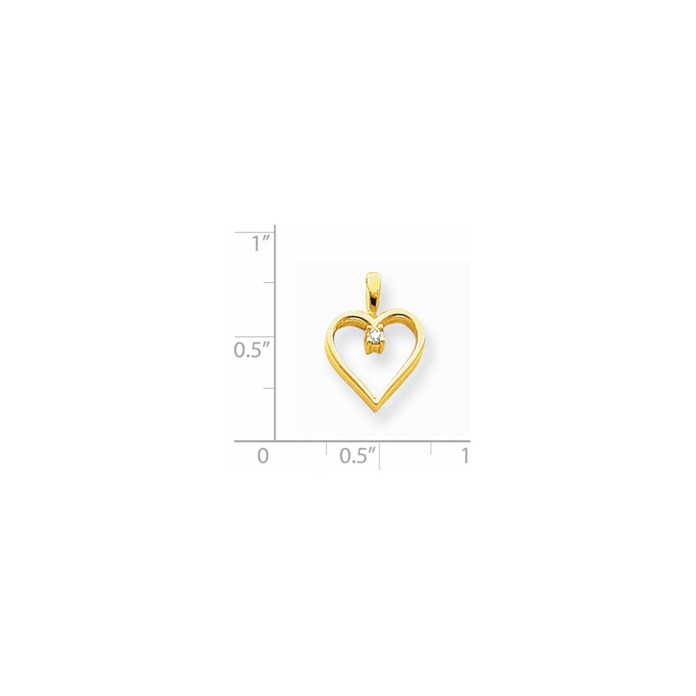 14K Gelbgold Herzanhänger mit AAA-Diamant