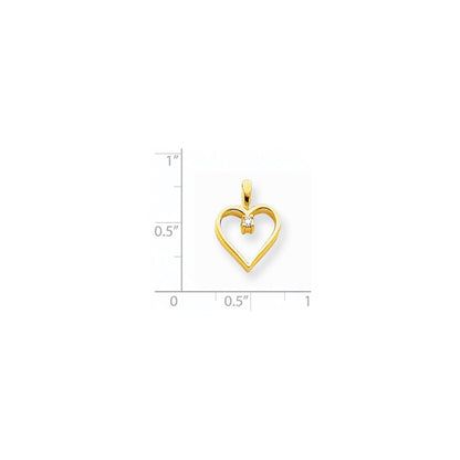 14K Gelbgold Herzanhänger mit AAA-Diamant