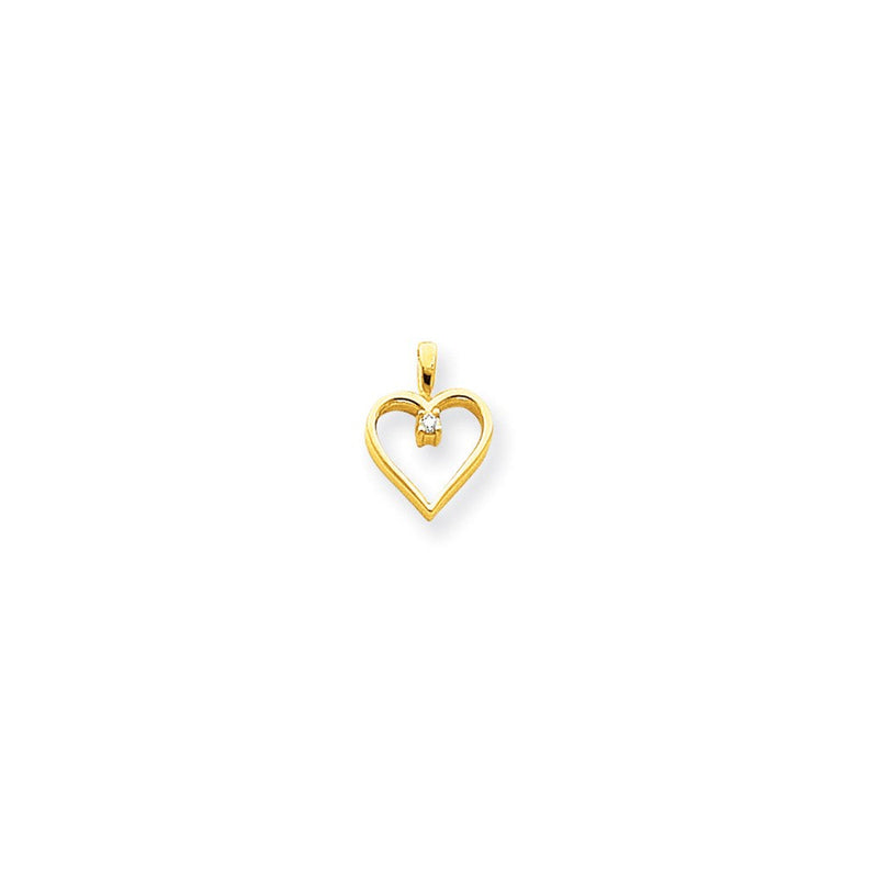 14K Gelbgold Herzanhänger mit AAA-Diamant