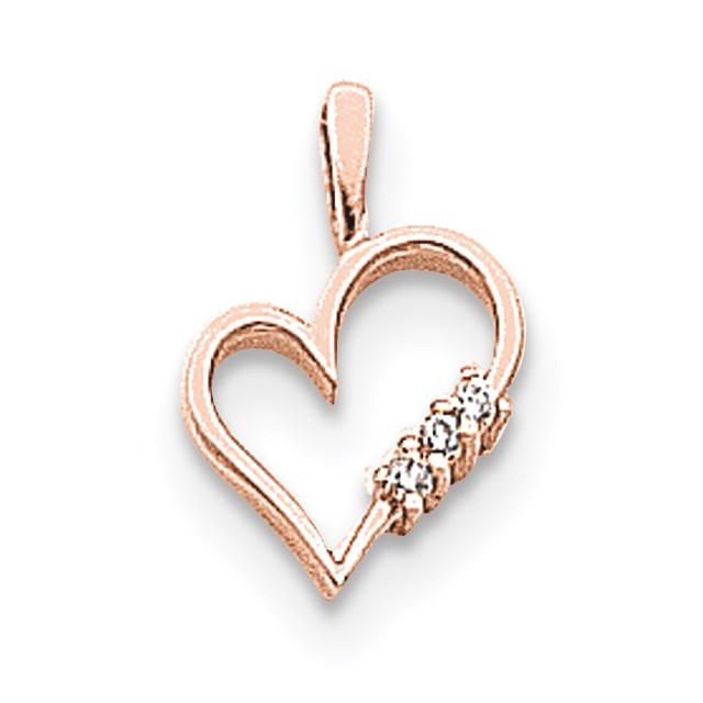 14K Roségold Herz-Anhänger mit Diamant