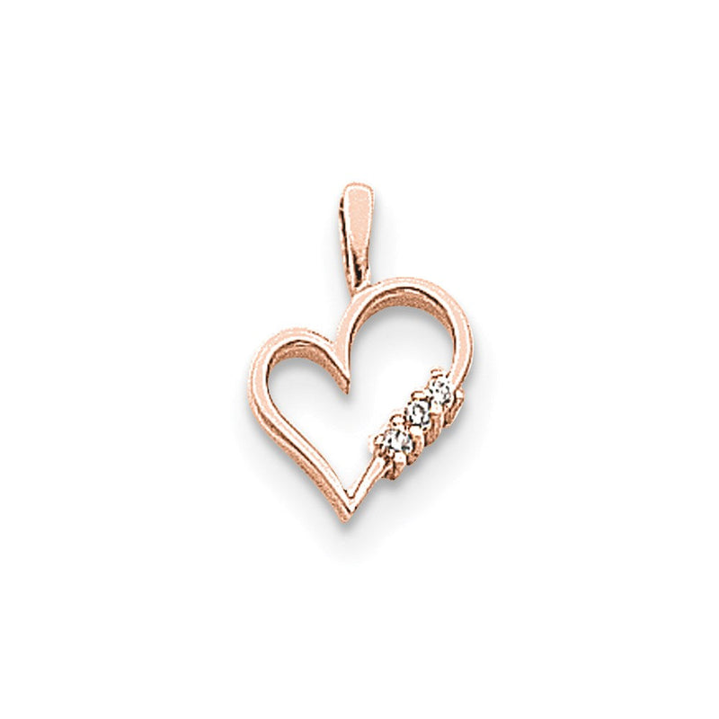 14K Roségold AAA-Diamant-Herz-Anhänger