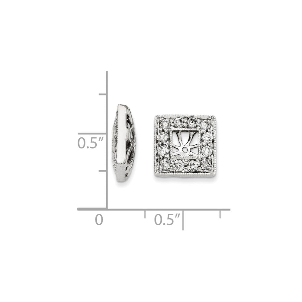14K Weißgold Diamant-Ohrringe mit quadratischem Jacket