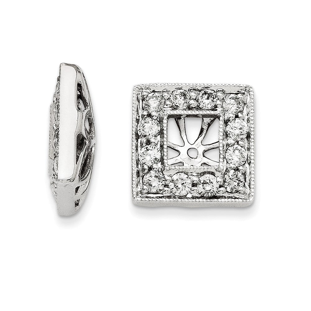 14K Weißgold Diamant-Ohrringe mit quadratischem Jacket