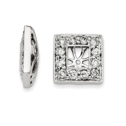 14K Weißgold Diamant-Ohrringe mit quadratischem Jacket