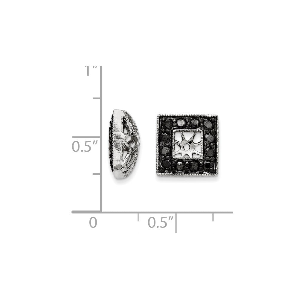14K Weißgold Ohrstecker mit schwarzen Diamanten und quadratischem Jacket