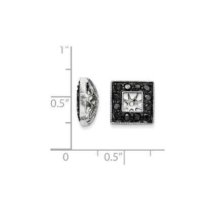 14K Weißgold Ohrstecker mit schwarzen Diamanten und quadratischem Jacket