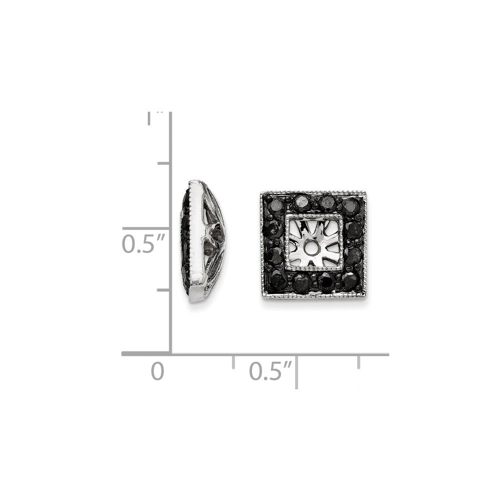 14K Weißgold Ohrringe mit schwarzen Diamanten im quadratischen Jacket-Design