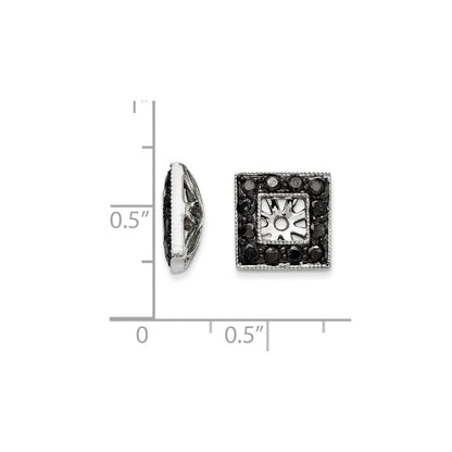 14K Weißgold Ohrringe mit schwarzen Diamanten im quadratischen Jacket-Design