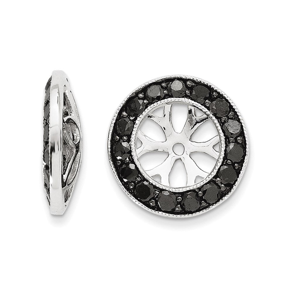 14K Weißgold Ohrring-Jackets mit schwarzen Diamanten