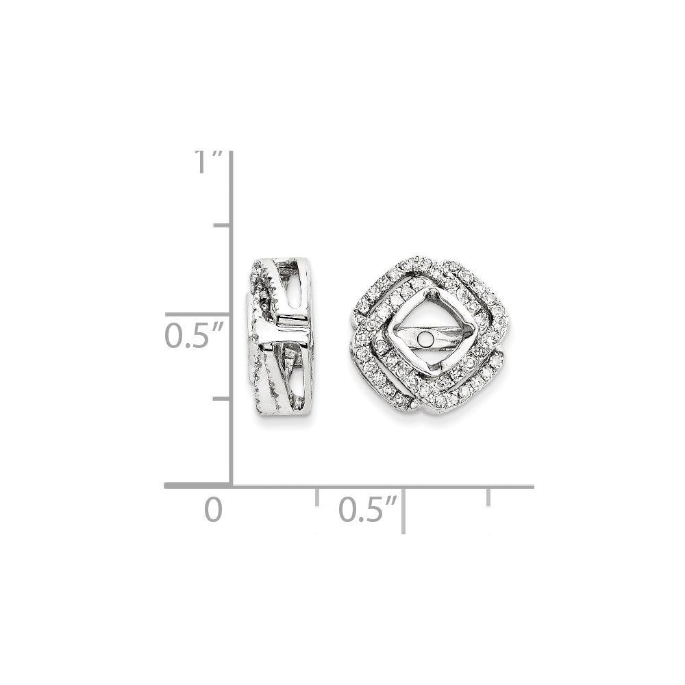 14K Weißgold Diamant-Ohrring-Jacket, quadratisch