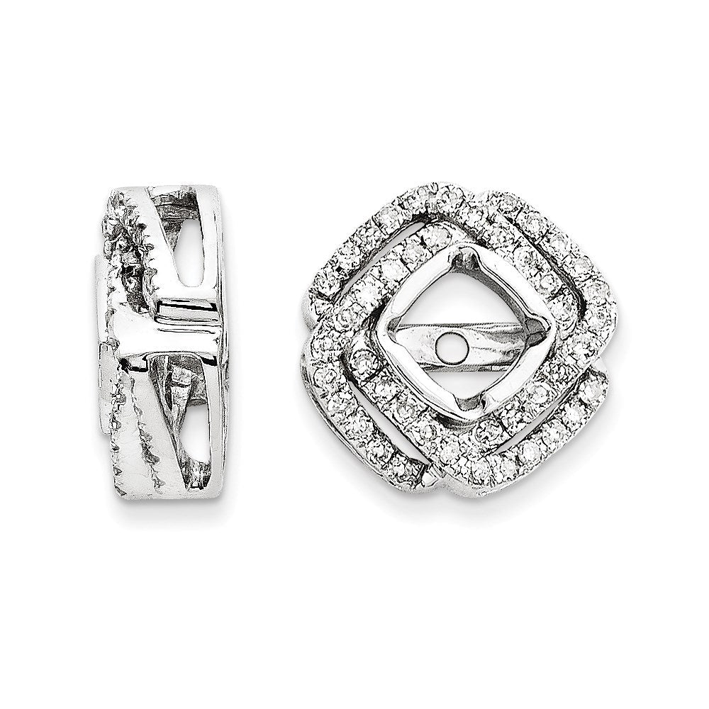 14K Weißgold Diamant-Ohrring-Jacket, quadratisch