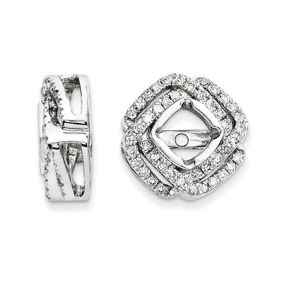 14K Weißgold Diamant-Ohrring-Jacket, quadratisch