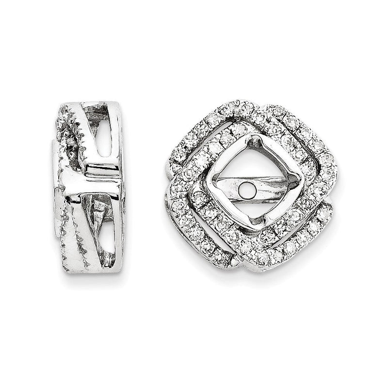 14K Weißgold Diamant-Ohrring-Jacket, quadratisch