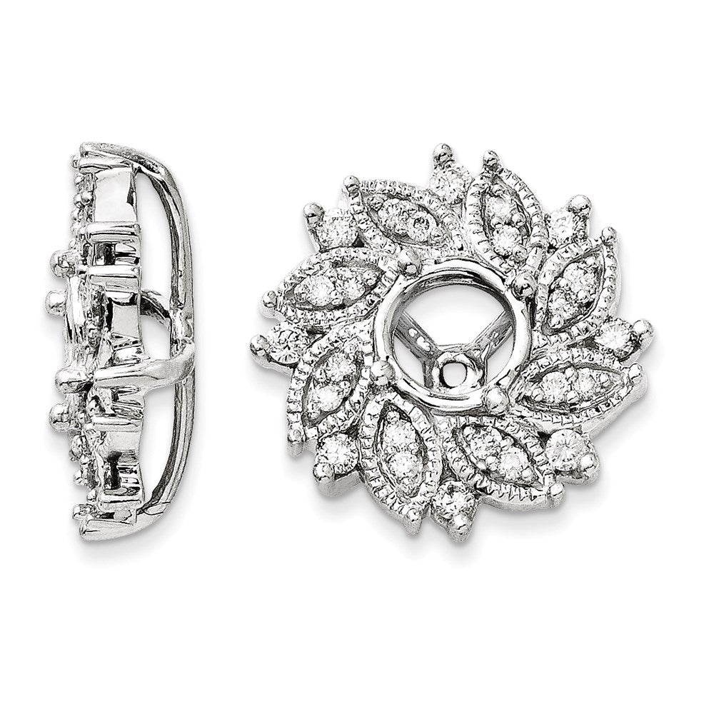 14K Weißgold Diamant-Ohrring-Jacket in Blumenform