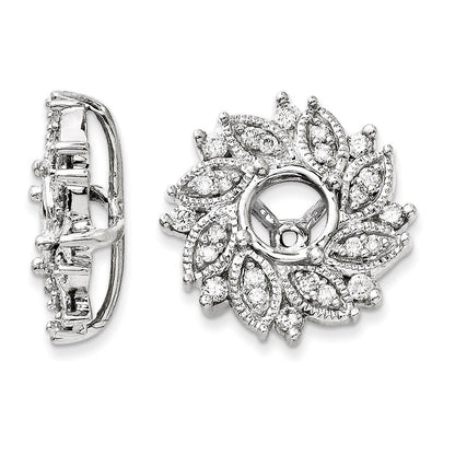14K Weißgold Diamant-Ohrring-Jacket in Blumenform
