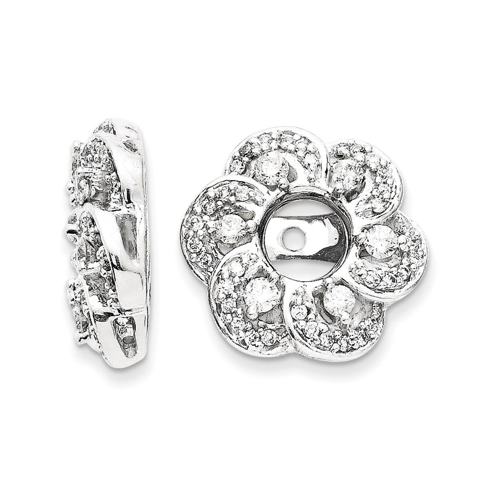 14K Weißgold Diamant-Ohrring-Jacket in Blumenform