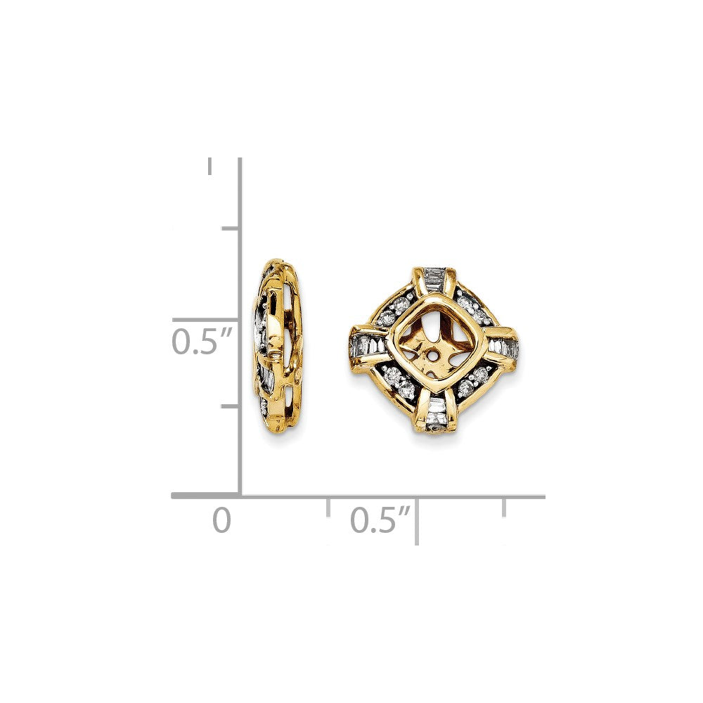 Baguette- und Rundschliff-Diamant-Ohrring-Jacket aus 14K Gelbgold