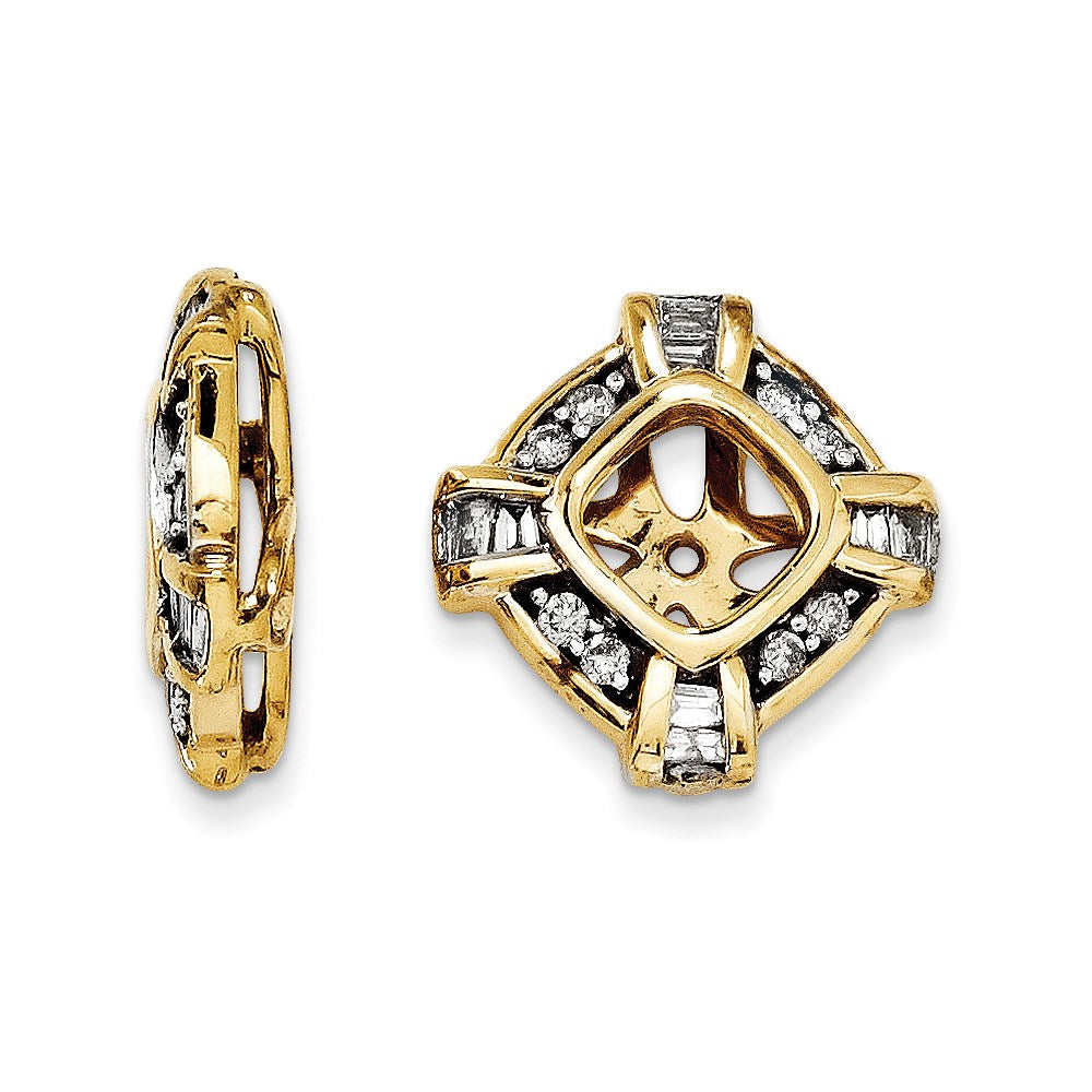 Baguette- und Rundschliff-Diamant-Ohrring-Jacket aus 14K Gelbgold