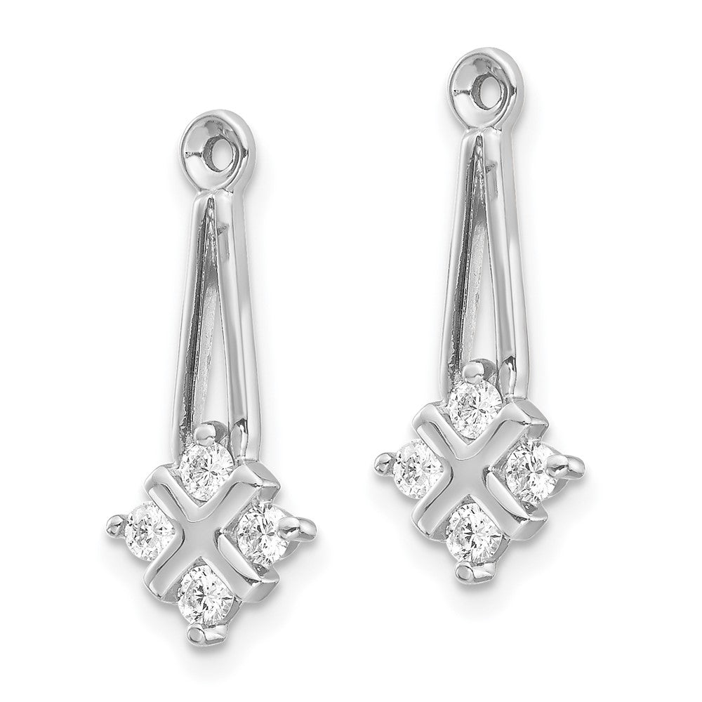 14K Weißgold AAA Diamant-Ohrring-Jackets mit Cluster-Dangle-Design
