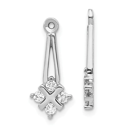 14K Weißgold AAA Diamant-Ohrring-Jackets mit Cluster-Dangle-Design