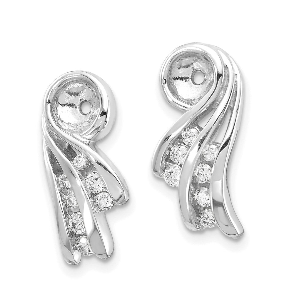 14K Weißgold Ohrring-Jacket mit AA Fancy-Diamanten