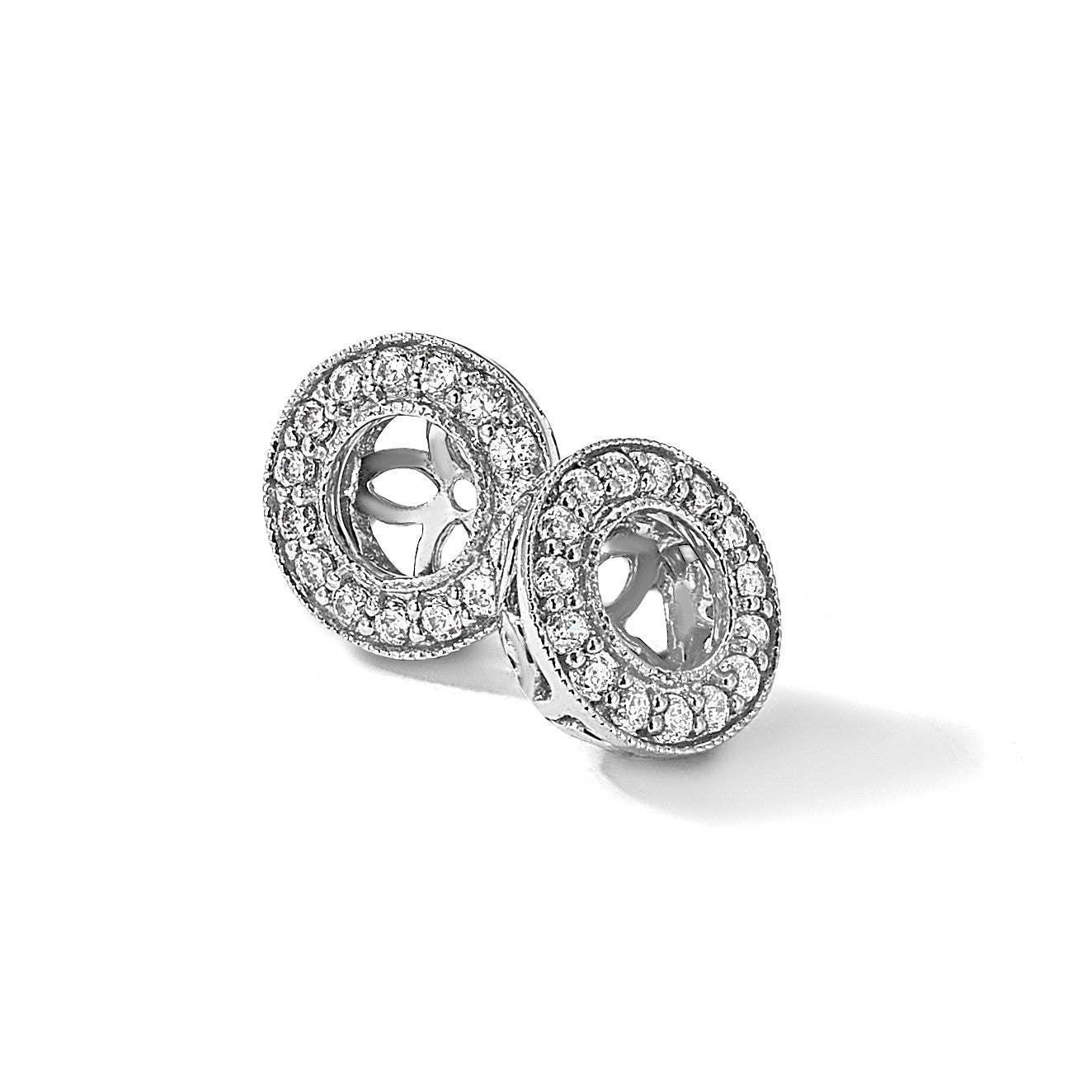 14K Weißgold Ohrring-Jacket mit AA-Diamant