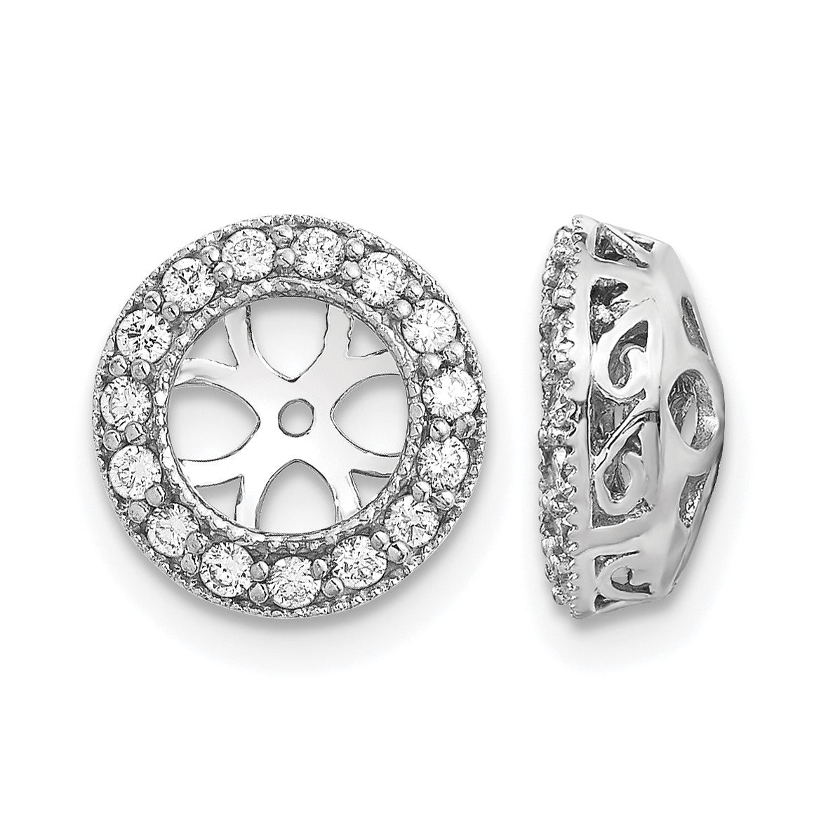14K Weißgold Ohrring-Jacket mit AA-Diamant