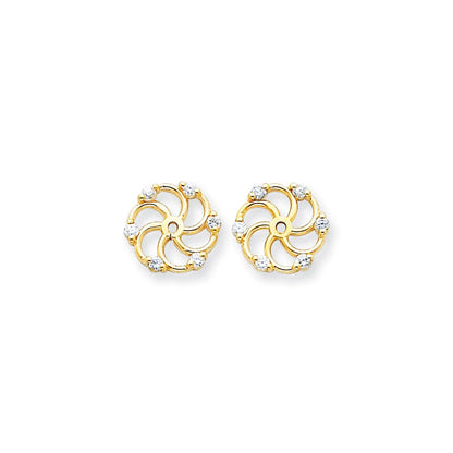 14K Gelbgold Diamant-Ohrring-Jacket, 0,18 ct