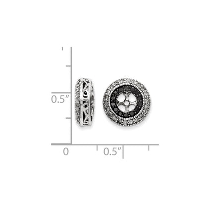 14K Weißgold Ohrring-Jackets mit schwarzen und weißen Diamanten