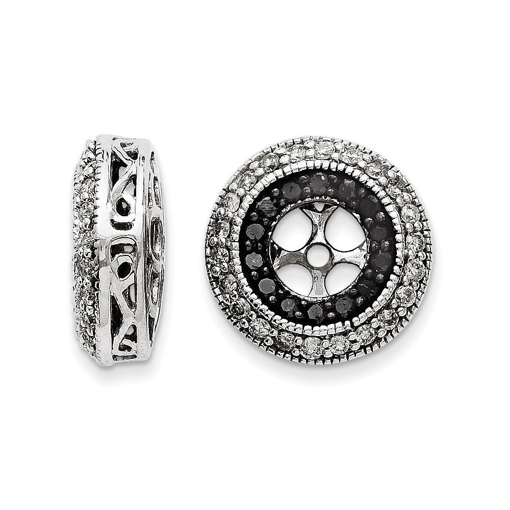 14K Weißgold Ohrring-Jackets mit schwarzen und weißen Diamanten