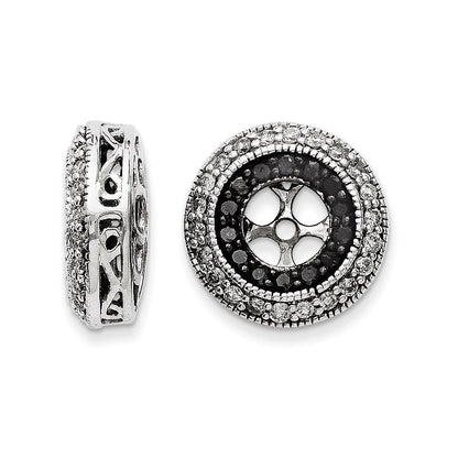 14K Weißgold Ohrring-Jackets mit schwarzen und weißen Diamanten