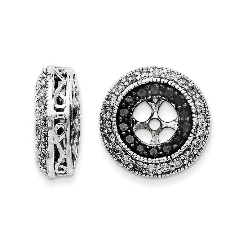 14K Weißgold Ohrring-Jackets mit schwarzen und weißen Diamanten