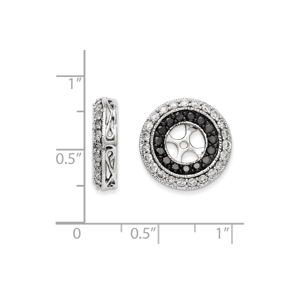 14K Weißgold Ohrring-Jackets mit schwarzen und weißen Diamanten