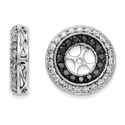 14K Weißgold Ohrring-Jackets mit schwarzen und weißen Diamanten