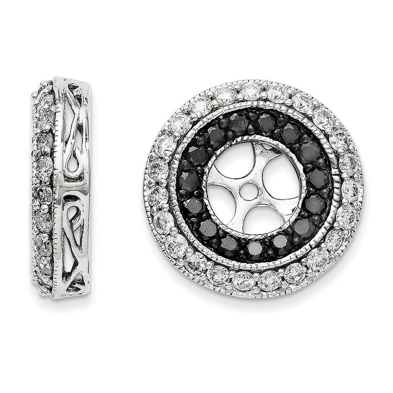 14K Weißgold Ohrring-Jackets mit schwarzen und weißen Diamanten