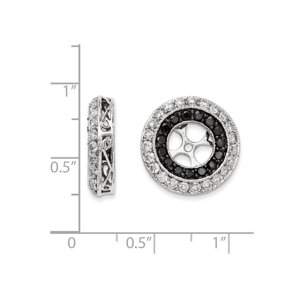 14K Weißgold Ohrring-Jackets mit schwarzen und weißen Diamanten