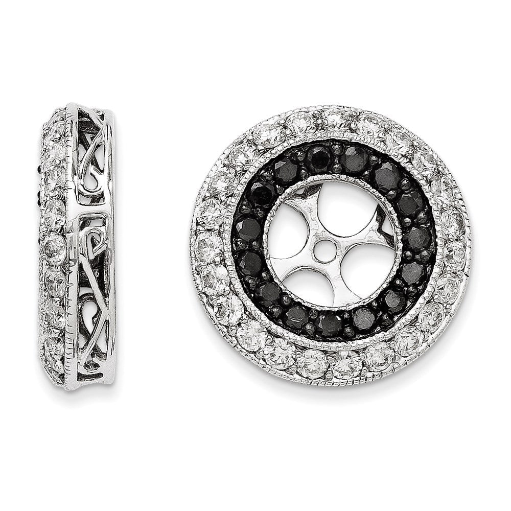 14K Weißgold Ohrring-Jackets mit schwarzen und weißen Diamanten