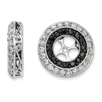 14K Weißgold Ohrring-Jackets mit schwarzen und weißen Diamanten