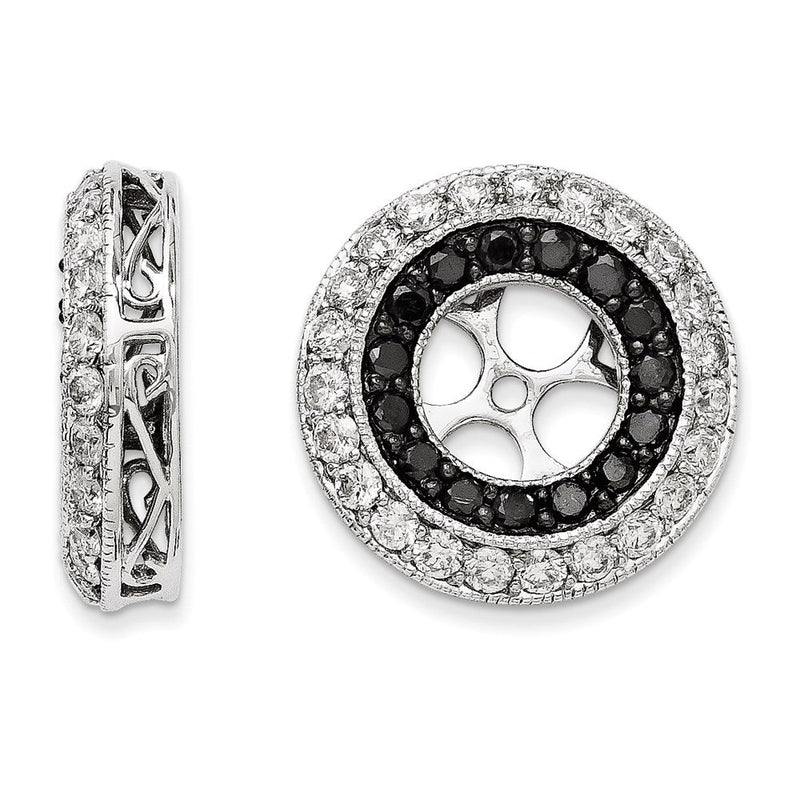 14K Weißgold Ohrring-Jackets mit schwarzen und weißen Diamanten