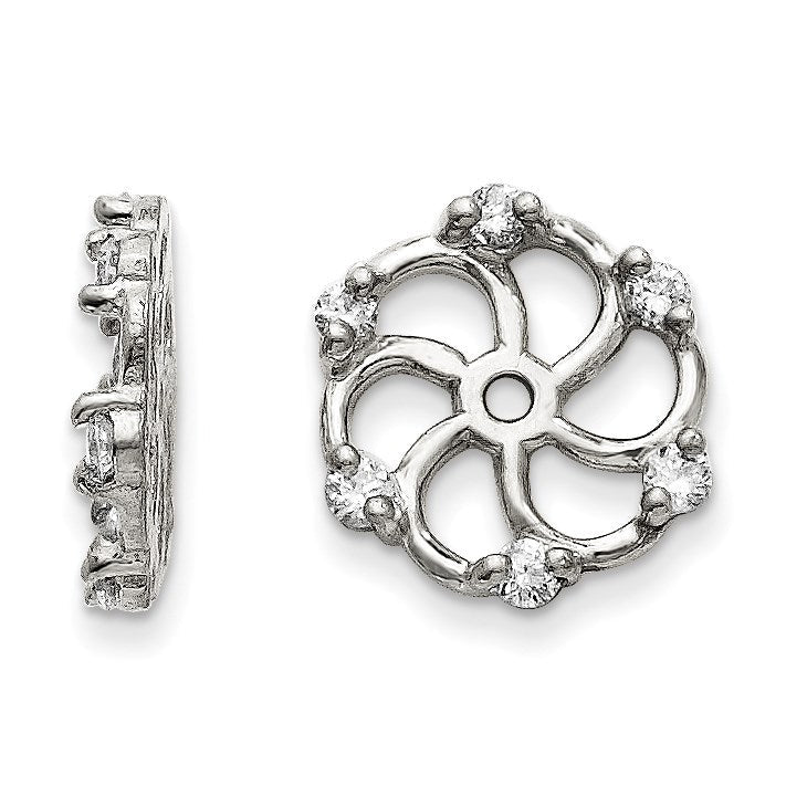 14K Weißgold Diamant-Ohrring-Jacket AA