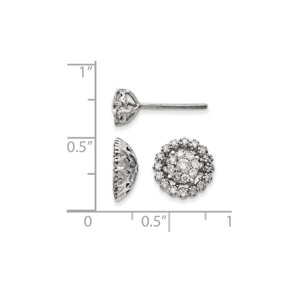 14K Weißgold Ohrstecker mit Blume und Jacket, mit Diamanten