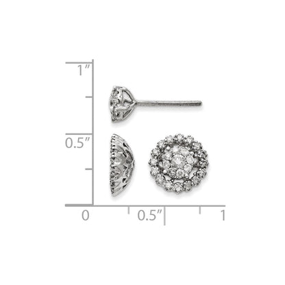 14K Weißgold Ohrstecker mit Blume und Jacket, mit Diamanten