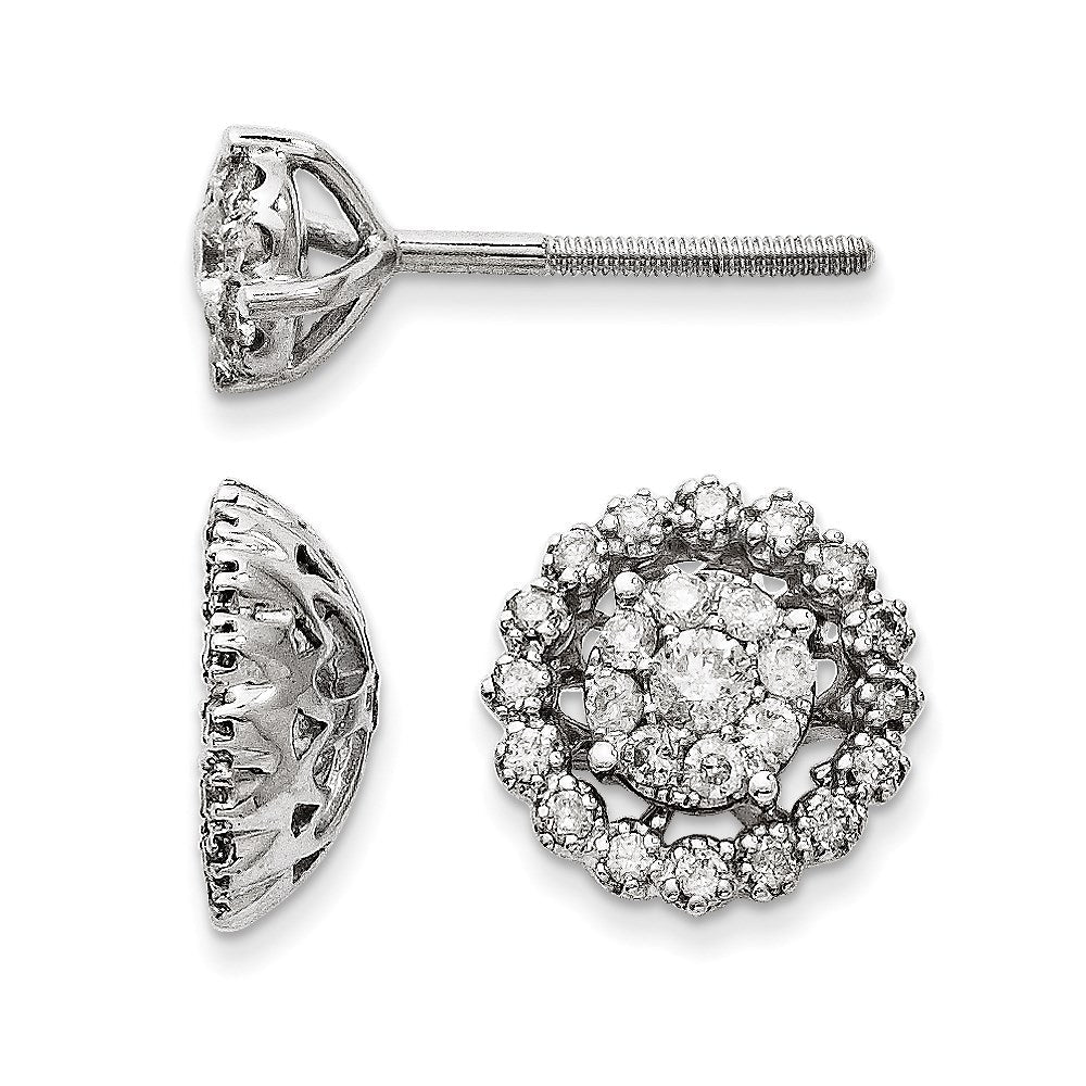 14K Weißgold Ohrstecker mit Blume und Jacket, mit Diamanten